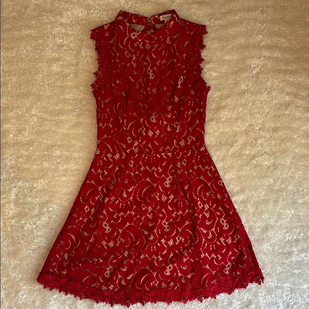 Francesca's Collections Vibrant Red Lace Dress